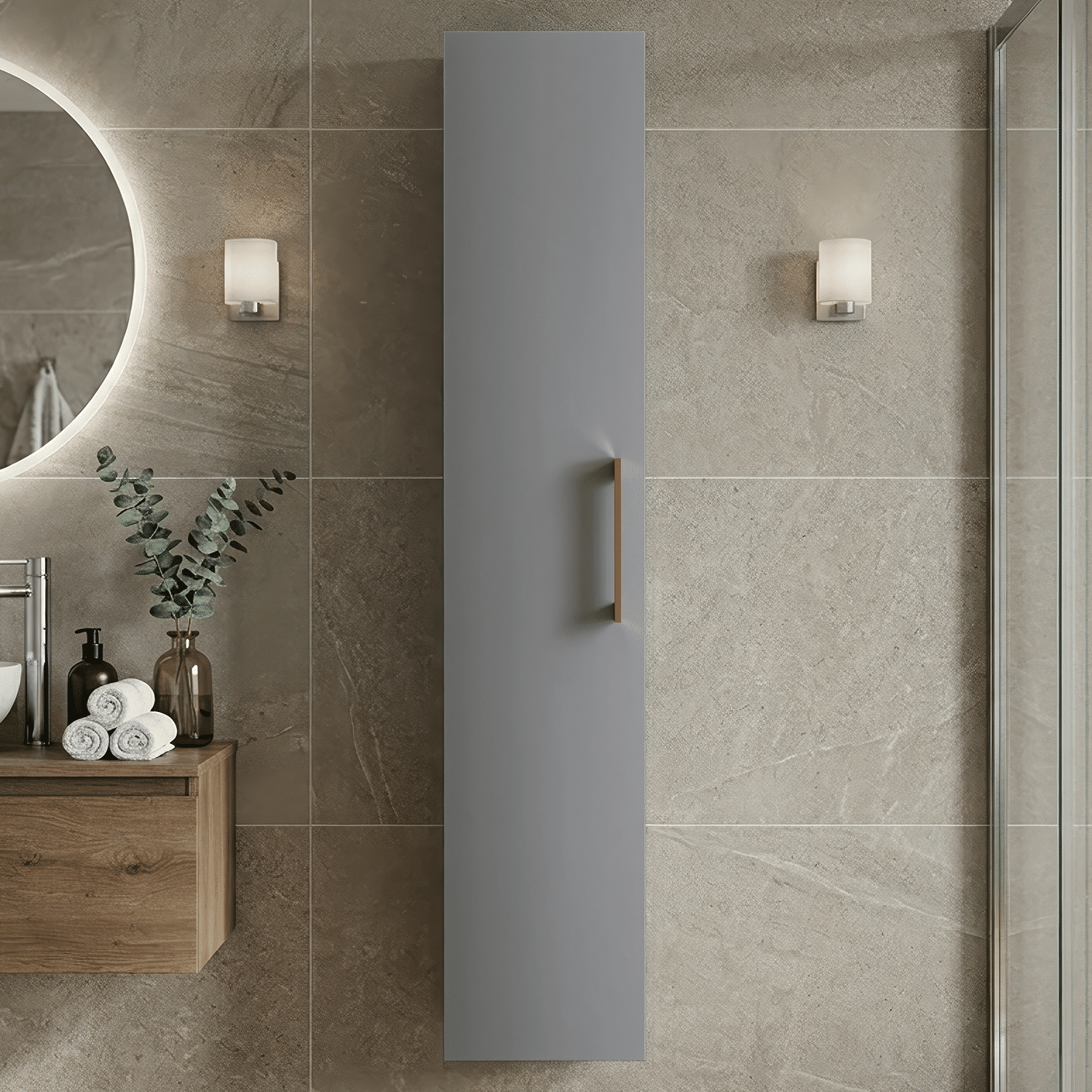 [BFLE2261H019] Bramshall 300mm Wall Hung 1 Door Tall Unit - Choice of Colour and Handle Finish - Silo