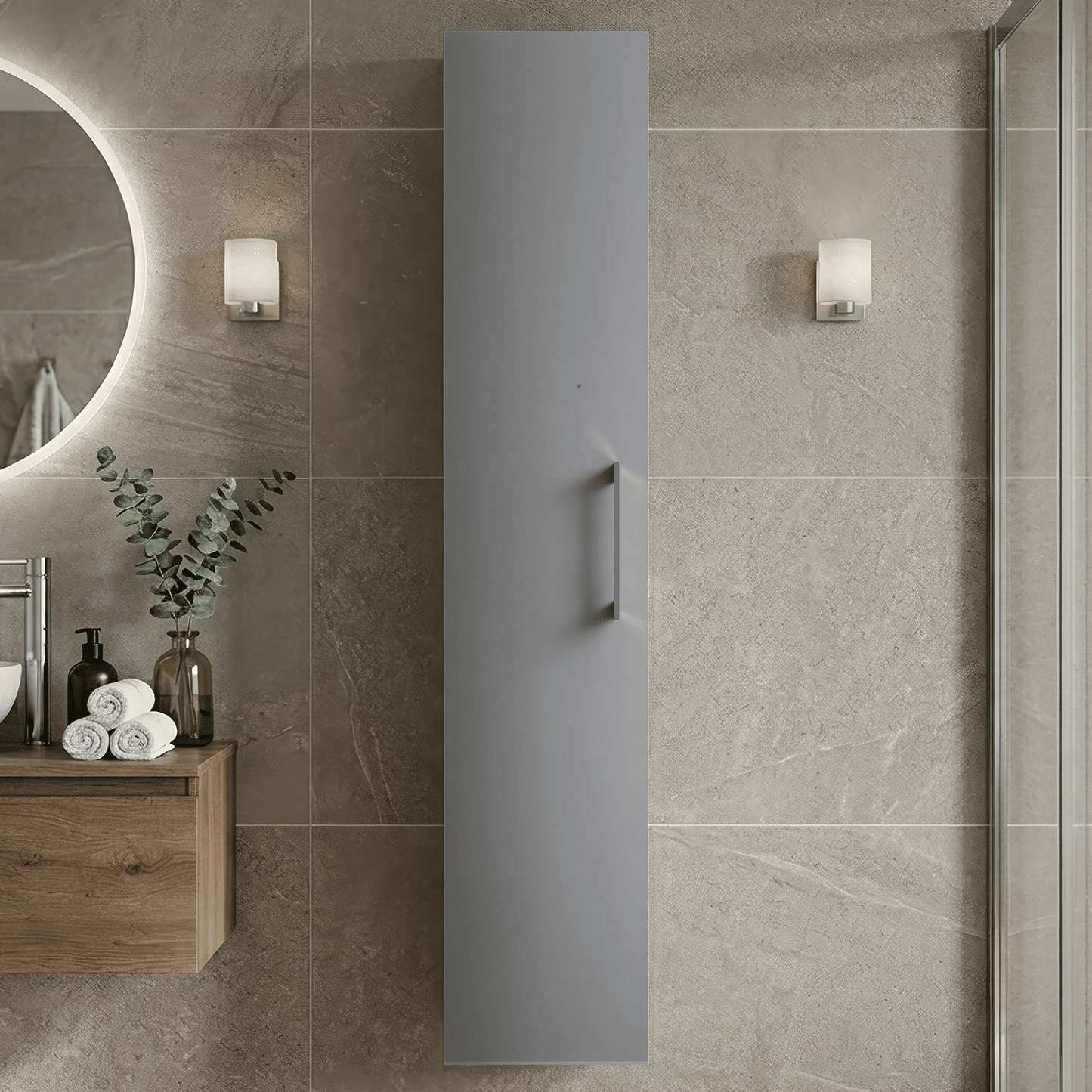 [BFLE2261H716] Bramshall 300mm Wall Hung 1 Door Tall Unit - Choice of Colour and Handle Finish - Silo