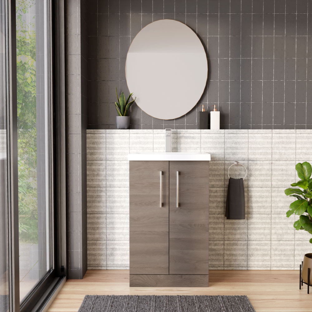 [BFLE2501A] Contemporary Floor Standing Vanity Unit with Mid-Edge Basin, Choice of Size - Lifestyle 1