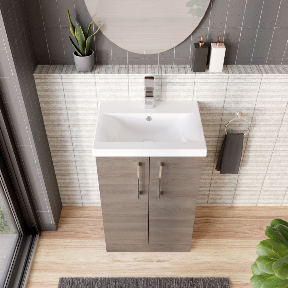 [BFLE2501A] Contemporary Floor Standing Vanity Unit with Mid-Edge Basin, Choice of Size - Lifestyle 2