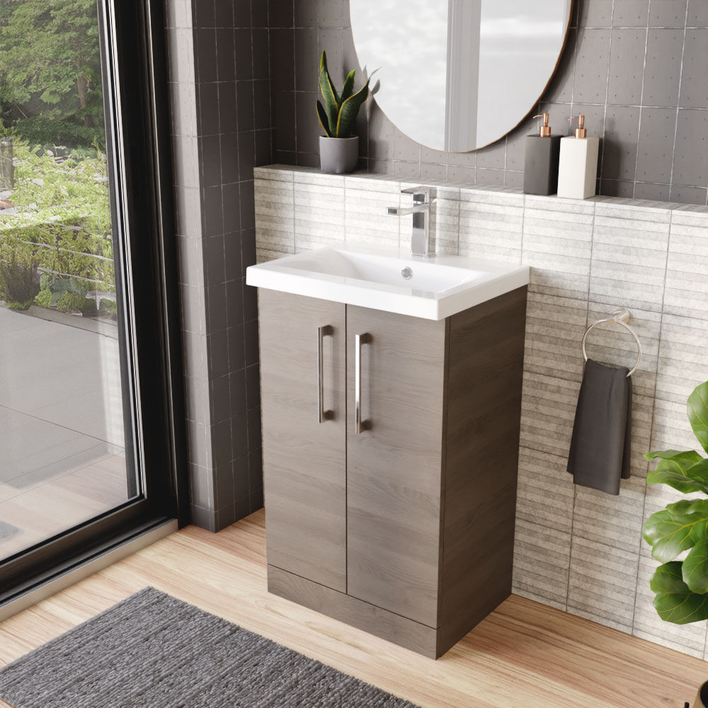 [BFLE2501A] Contemporary Floor Standing Vanity Unit with Mid-Edge Basin, Choice of Size - Lifestyle 3