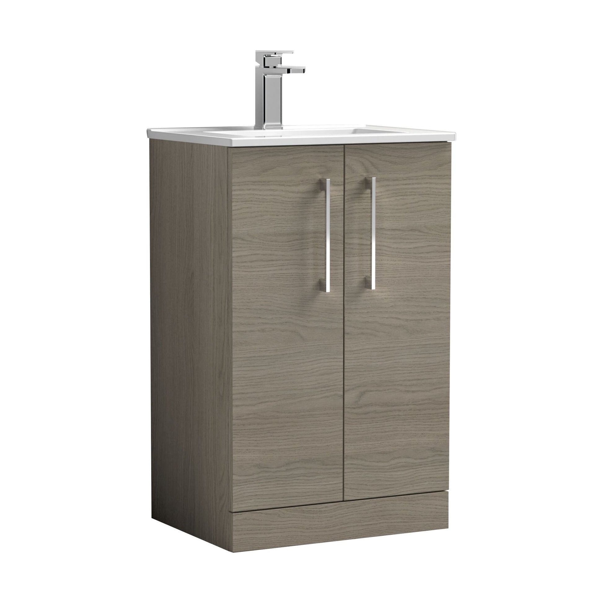 [BFLE2501B] Balterley  Modern Bathroom 2 Soft Close Door & Minimalist Floor Standing Vanity Unit Basin, Solace Oak, 345mm - Cutout