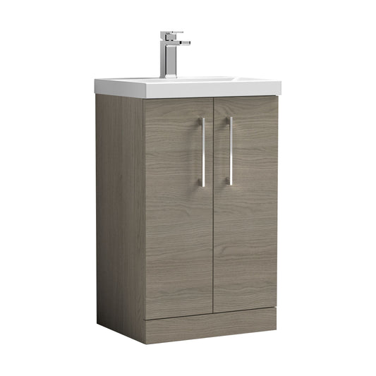[BFLE2501D] Balterley  Contemporary Bathroom 2 Soft Close Door & Thin-Edge Floor Standing Vanity Unit Basin, Solace Oak, 500mm - Cutout