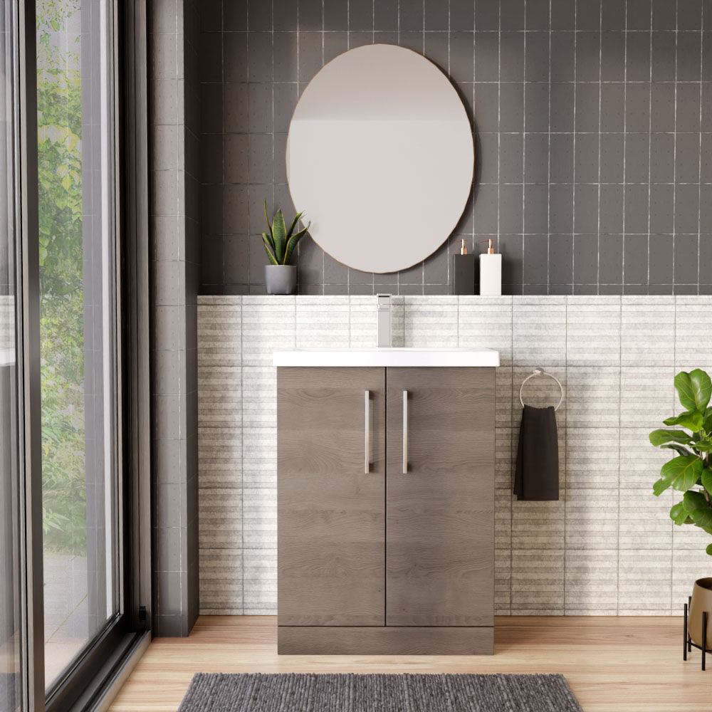 [BFLE2503A] Contemporary Floor Standing Vanity Unit with Mid-Edge Basin, Choice of Size - Lifestyle 1