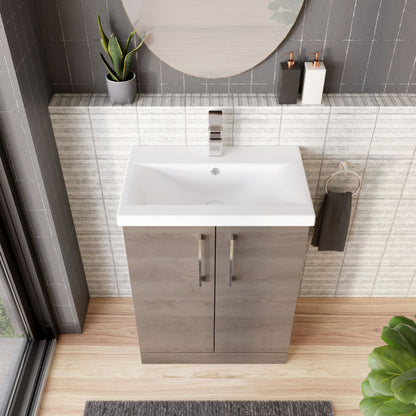 [BFLE2503A] Contemporary Floor Standing Vanity Unit with Mid-Edge Basin, Choice of Size - Lifestyle 2