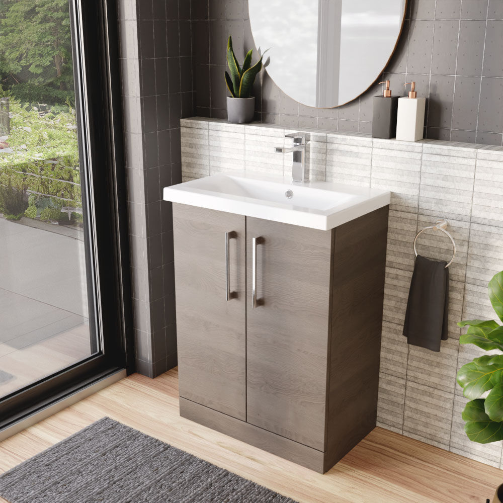 [BFLE2503A] Contemporary Floor Standing Vanity Unit with Mid-Edge Basin, Choice of Size - Lifestyle 3