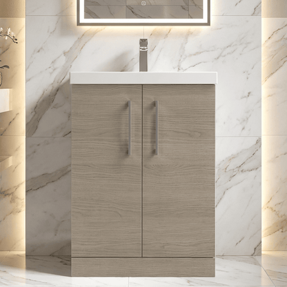 [BFLE2503A] Contemporary Floor Standing Vanity Unit with Mid-Edge Basin, Choice of Size - Silo