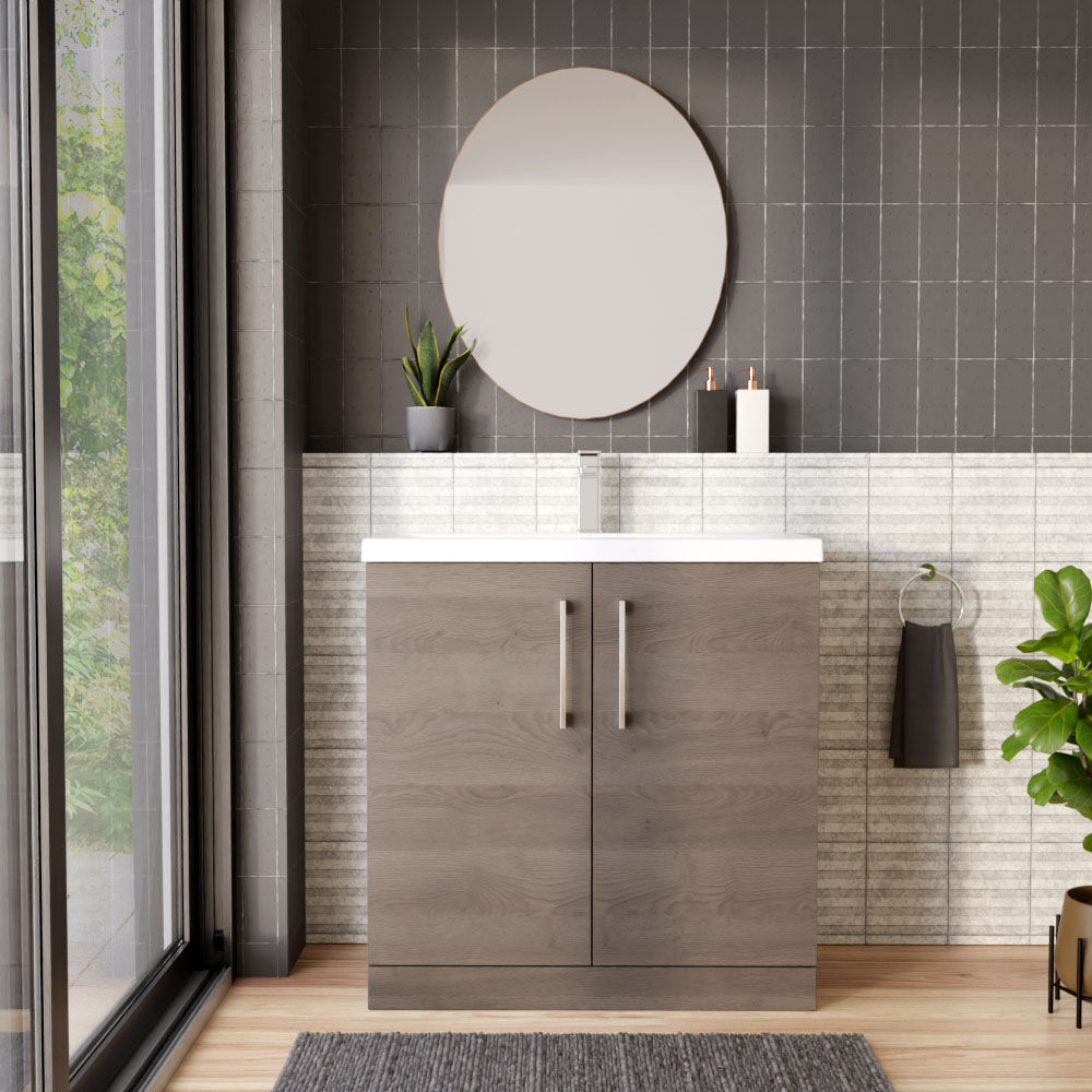 [BFLE2505A] Contemporary Floor Standing Vanity Unit with Mid-Edge Basin, Choice of Size - Lifestyle 1