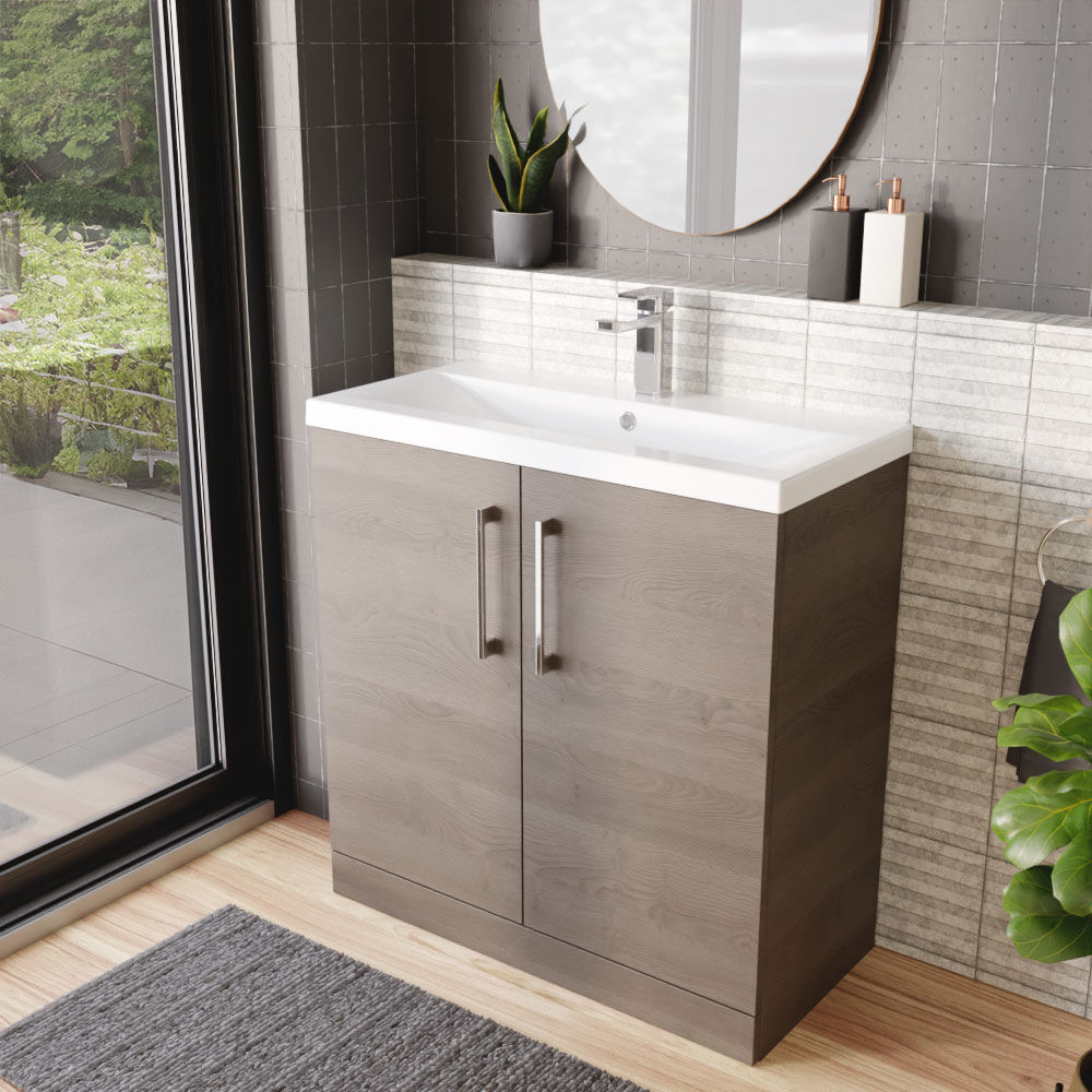 [BFLE2505A] Contemporary Floor Standing Vanity Unit with Mid-Edge Basin, Choice of Size - Lifestyle 3