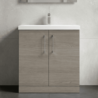 [BFLE2505A] Contemporary Floor Standing Vanity Unit with Mid-Edge Basin, Choice of Size - Silo