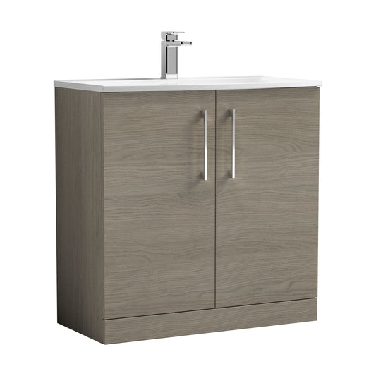 [BFLE2505G] Balterley  Modern Bathroom Floor Standing 2-Door Vanity & Curved Basin, Solace Oak, 800mm - Cutout