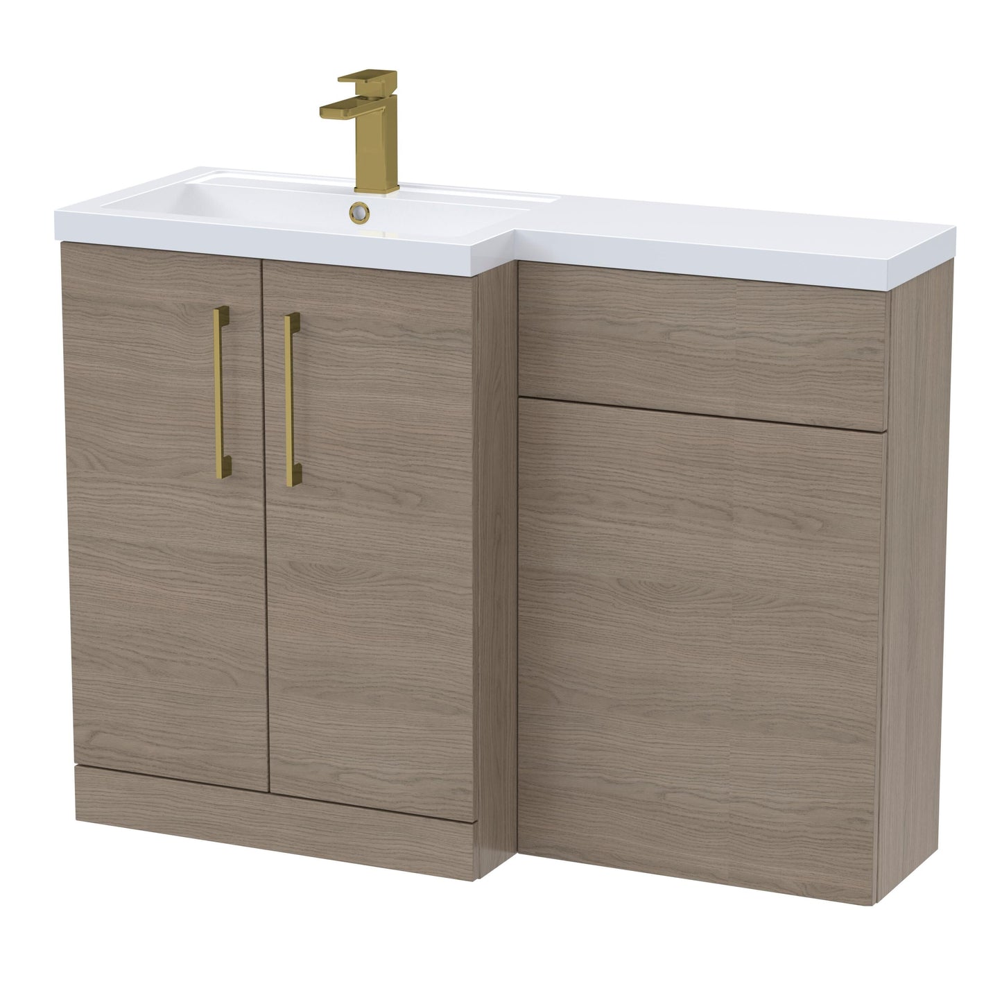 [BFLE2511LH017] Bramshall Combination Vanity Unit with Basin & WC, Left Hand, 1100mm x 390mm - Choice of Colour and Handle Finish - Cutout