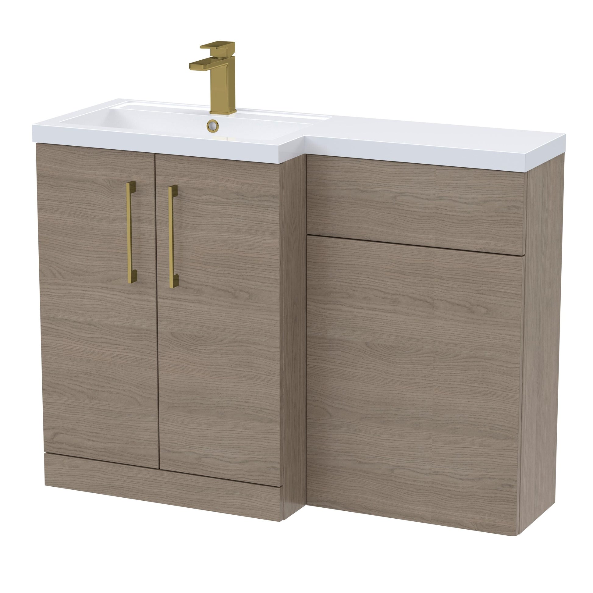 [BFLE2511LH017] Bramshall Combination Vanity Unit with Basin & WC, Left Hand, 1100mm x 390mm - Choice of Colour and Handle Finish - Cutout