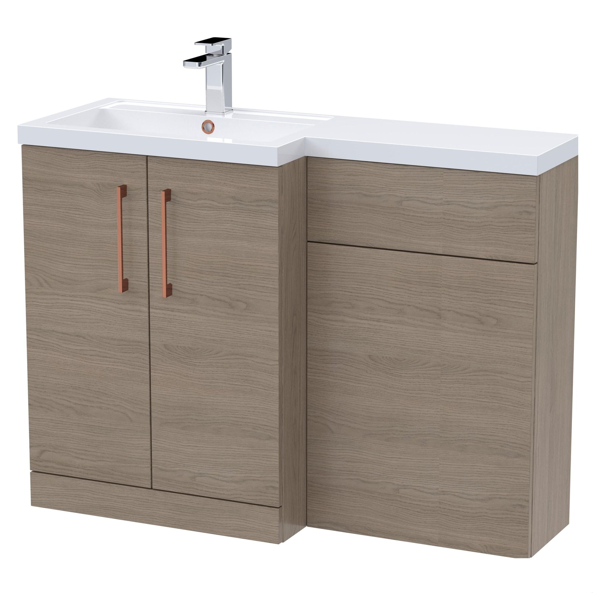 [BFLE2511LH019] Bramshall Combination Vanity Unit with Basin & WC, Left Hand, 1100mm x 390mm - Choice of Colour and Handle Finish - Cutout