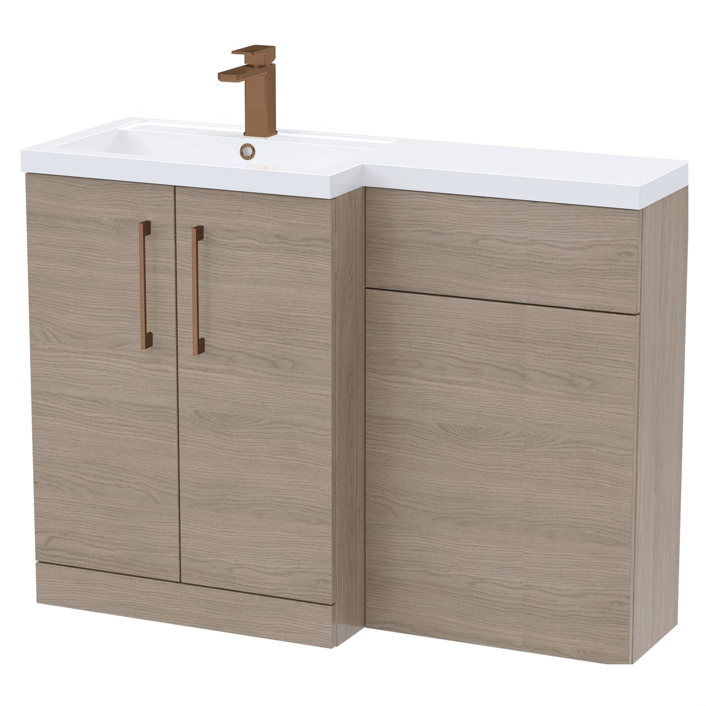 [BFLE2511LH1516] Bramshall Combination Vanity Unit with Basin & WC, Left Hand, 1100mm x 390mm - Choice of Colour and Handle Finish - Cutout