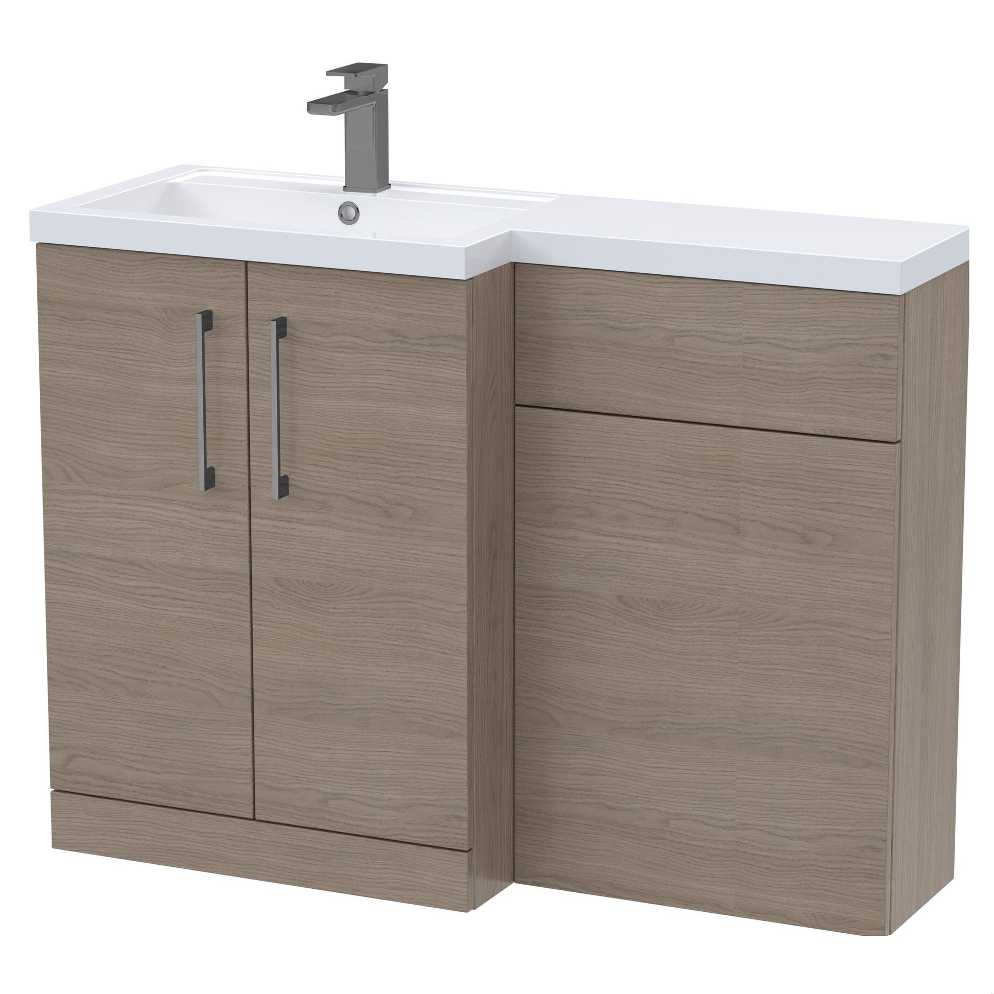 [BFLE2511LH716] Bramshall Combination Vanity Unit with Basin & WC, Left Hand, 1100mm x 390mm - Choice of Colour and Handle Finish - Cutout