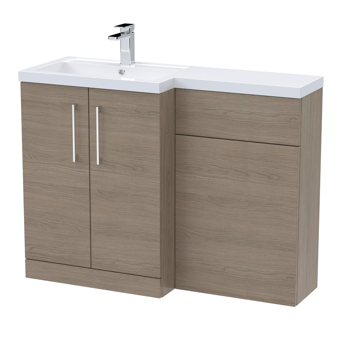 [BFLE2511L] Bramshall Combination Vanity Unit with Basin & WC, Left Hand, 1100mm x 390mm - Choice of Colour and Handle Finish - Cutout