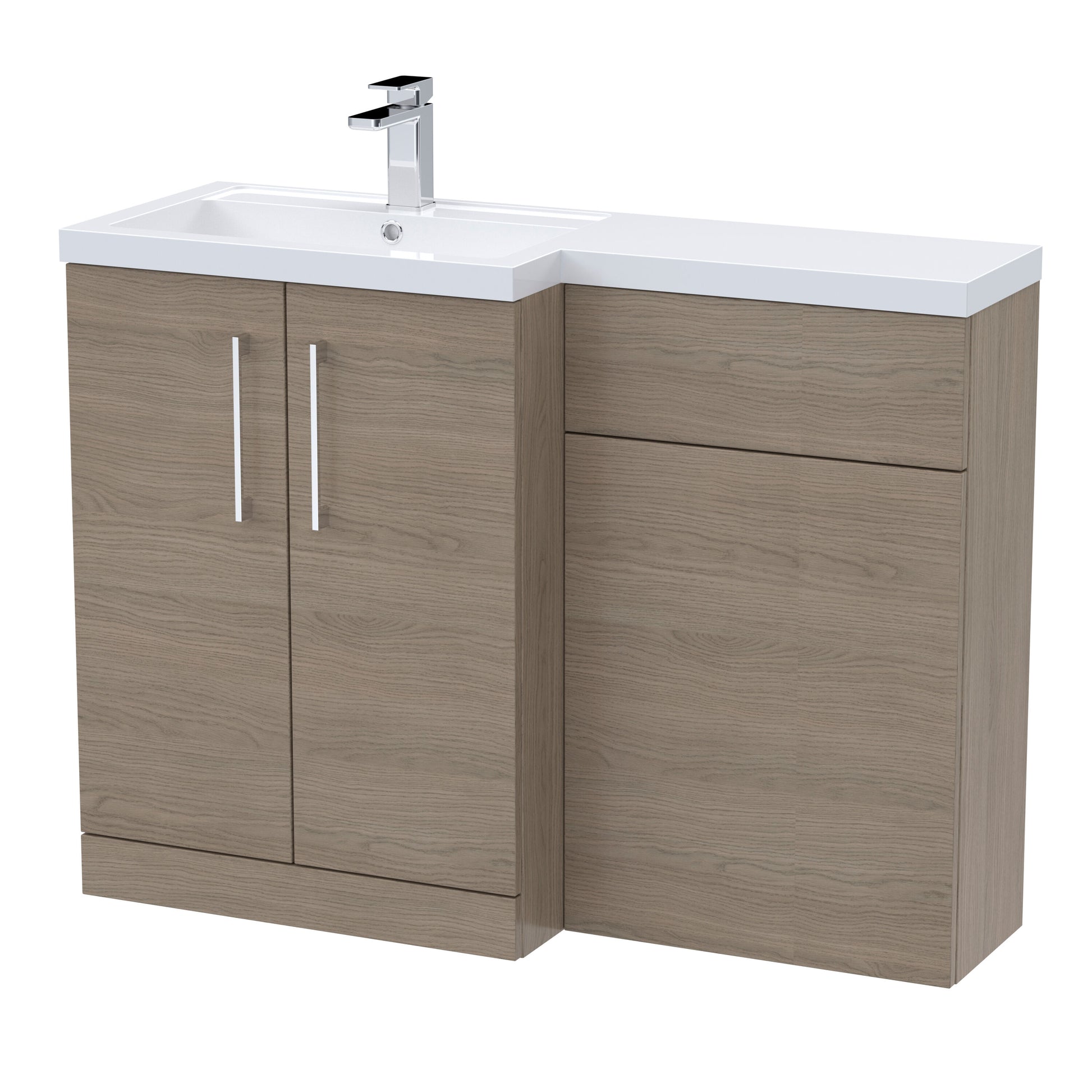 [BFLE2511L] Bramshall Combination Vanity Unit with Basin & WC, Left Hand, 1100mm x 390mm - Choice of Colour and Handle Finish - Cutout