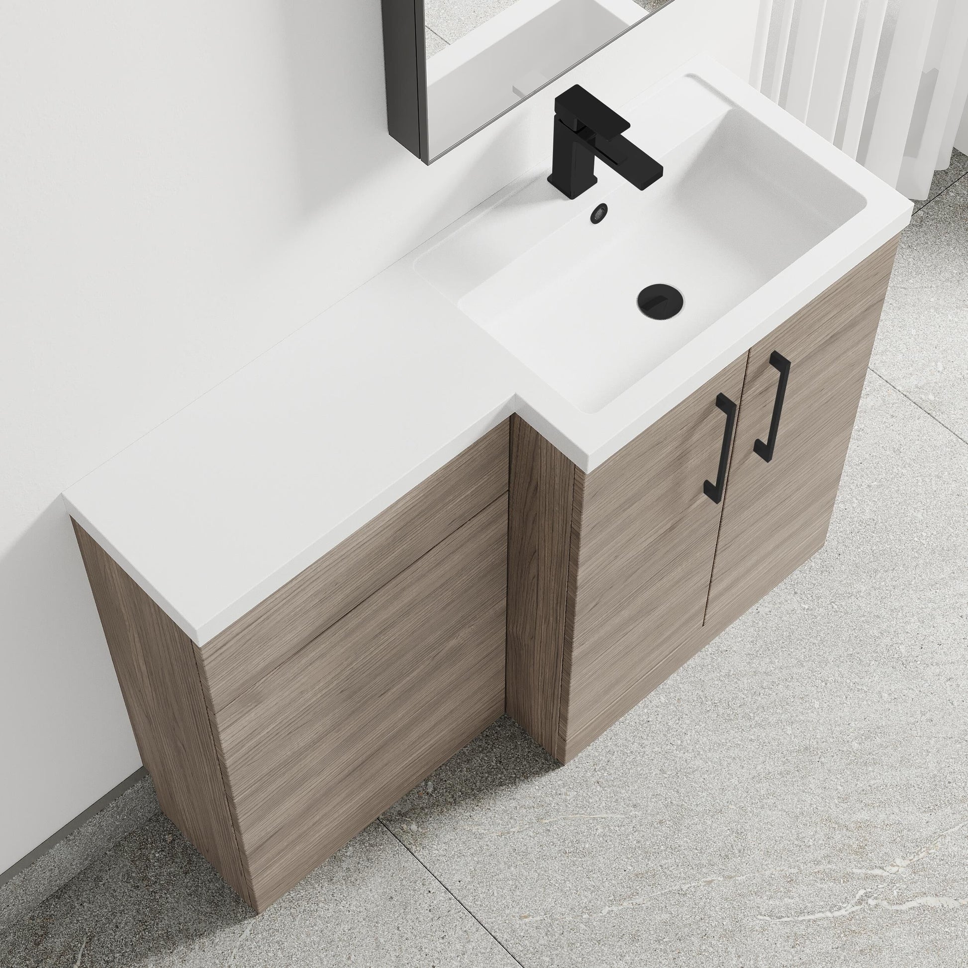 [BFLE2511RH018] Bramshall Combination Vanity Unit with Basin & WC, Right Hand, 1100mm x 390mm - Choice of Colour and Handle Finish - Lifestyle 2