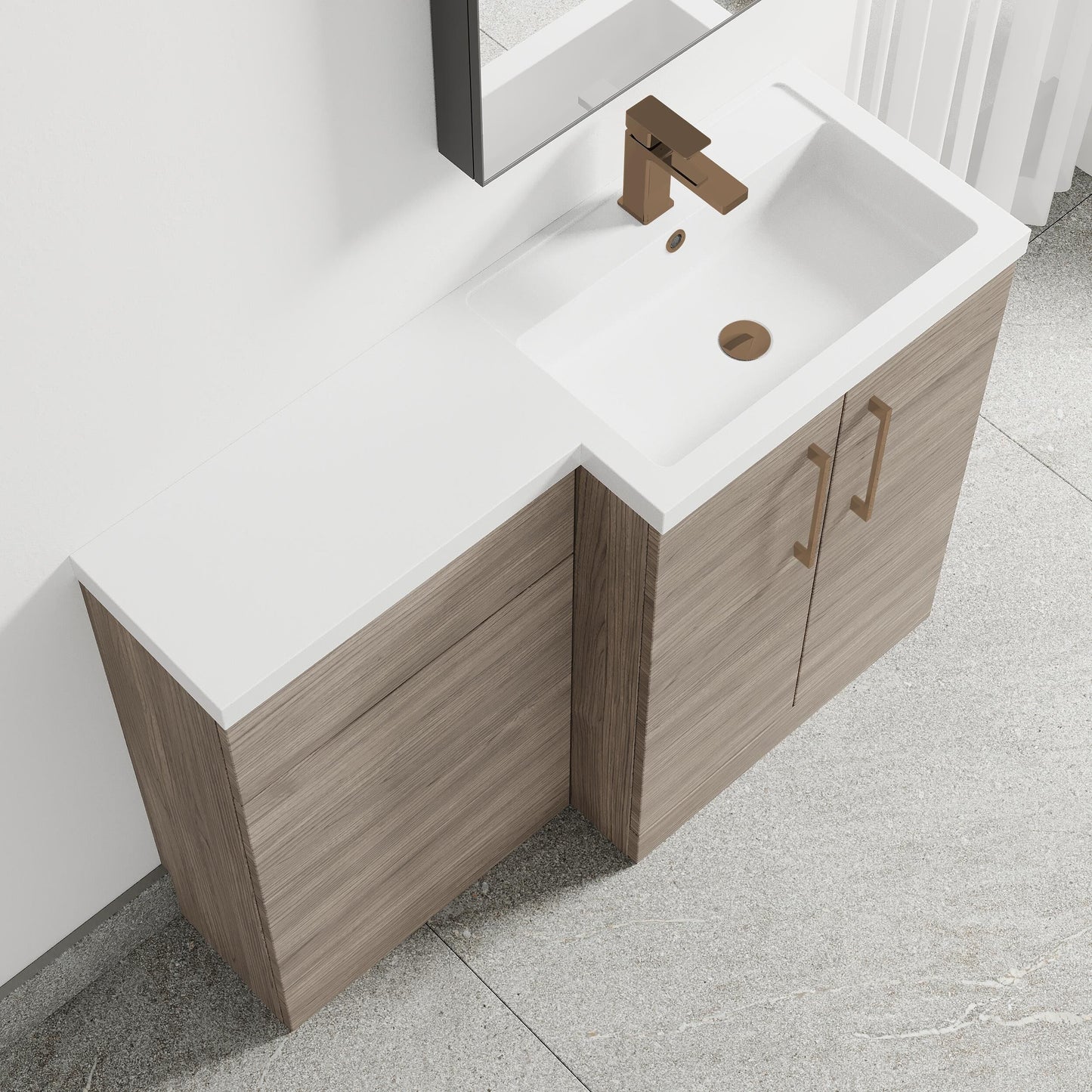 [BFLE2511RH1516] Bramshall Combination Vanity Unit with Basin & WC, Right Hand, 1100mm x 390mm - Choice of Colour and Handle Finish - Lifestyle 2