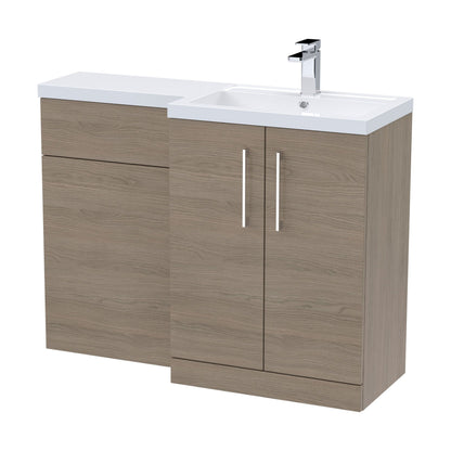 [BFLE2511R] Bramshall Combination Vanity Unit with Basin & WC, Right Hand, 1100mm x 390mm - Choice of Colour and Handle Finish - Cutout