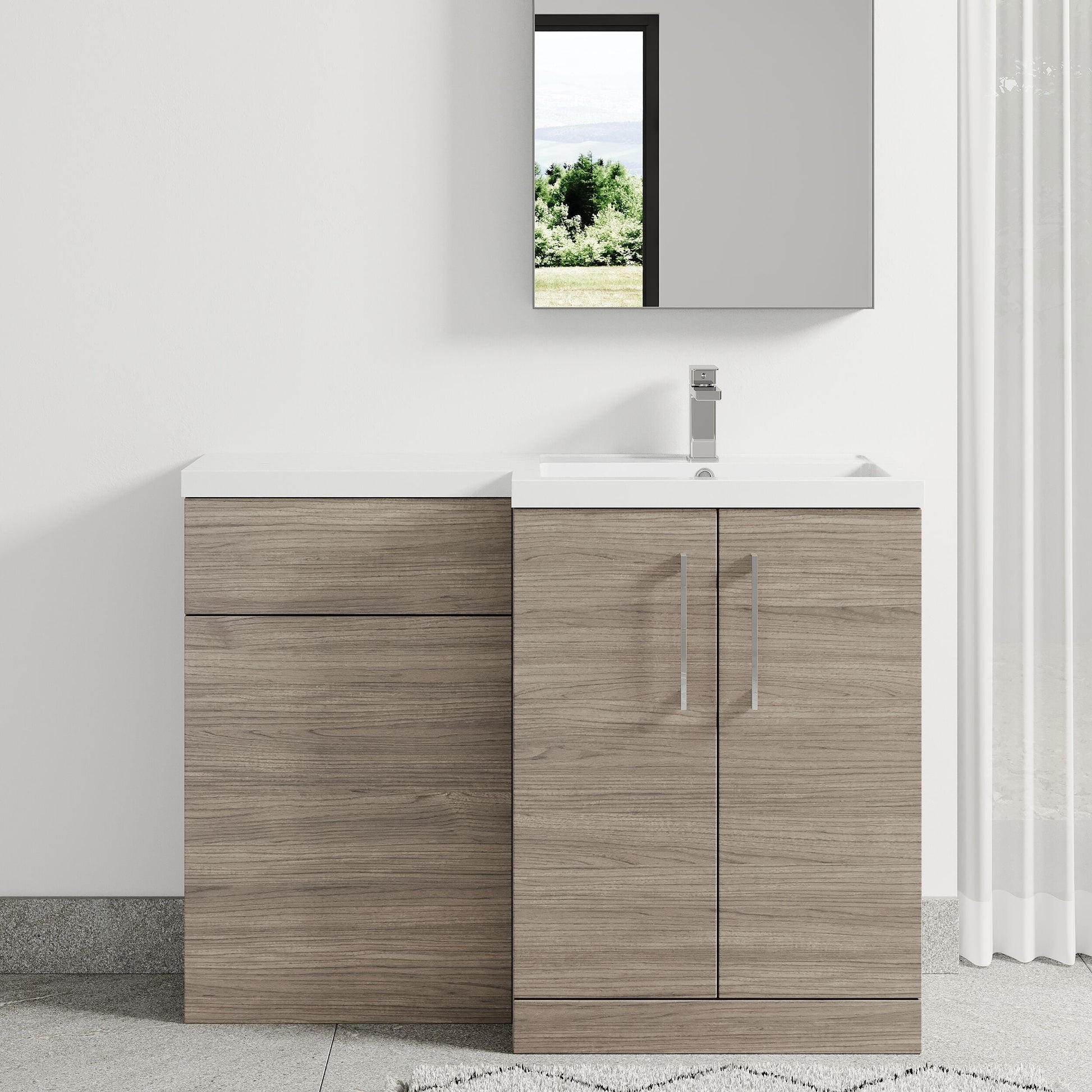 [BFLE2511R] Bramshall Combination Vanity Unit with Basin & WC, Right Hand, 1100mm x 390mm - Choice of Colour and Handle Finish - Lifestyle 1