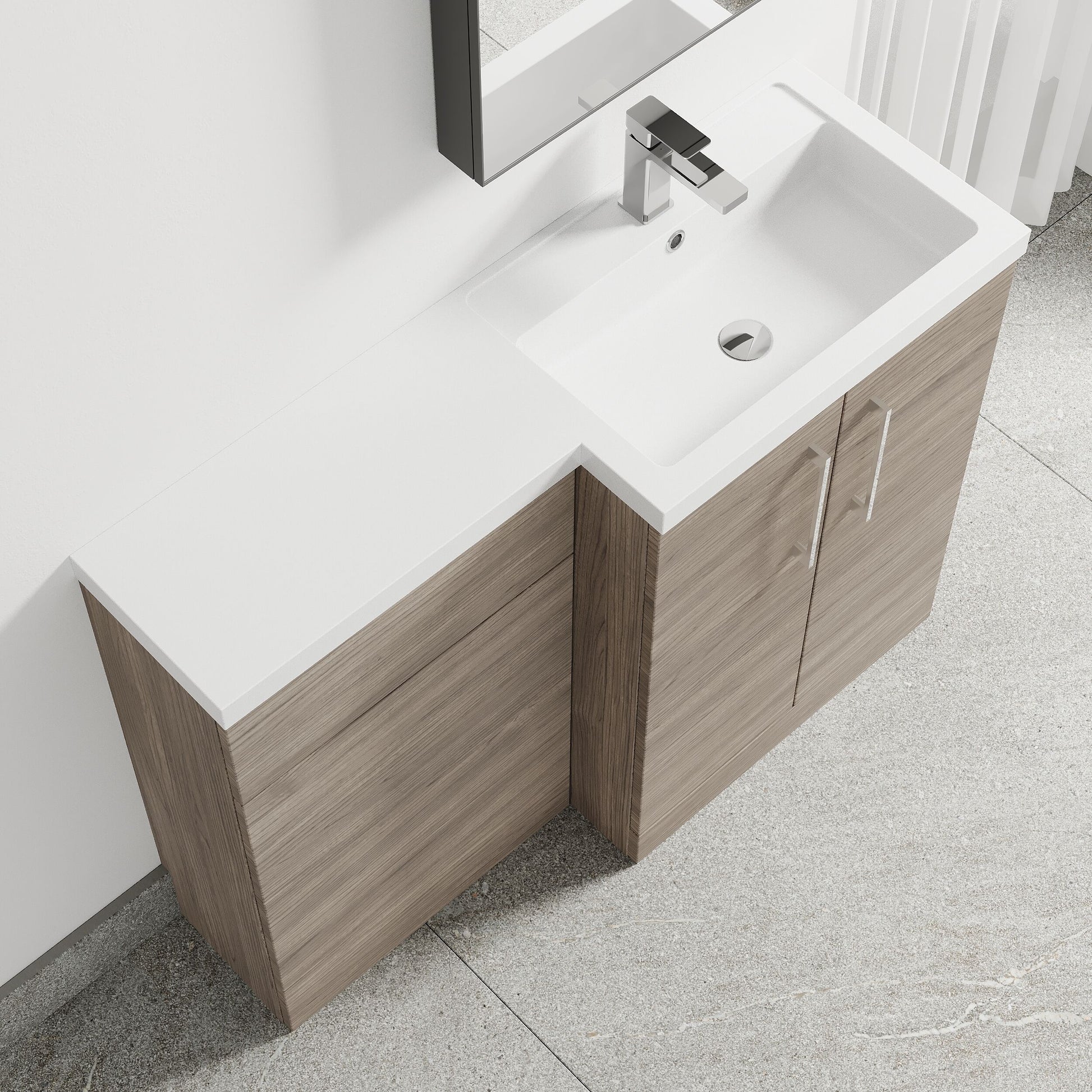 [BFLE2511R] Bramshall Combination Vanity Unit with Basin & WC, Right Hand, 1100mm x 390mm - Choice of Colour and Handle Finish - Lifestyle 2