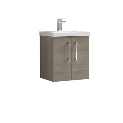 [BFLE2521A] Bramshall Contemporary 2 Door Wall Hung Vanity Basin Unit with Mid-Edge Basin, Choice of Size and Colour - Cutout
