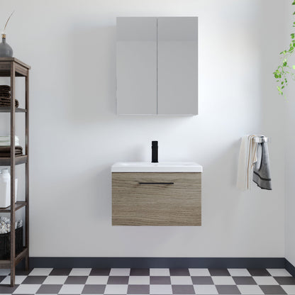 [BFLE2522AH018] Bramshall Wall Hung 1 Drawer Vanity Unit with Mid-Edge Ceramic Basin - Choice of Colour, Handle Finish and Size - Lifestyle 1
