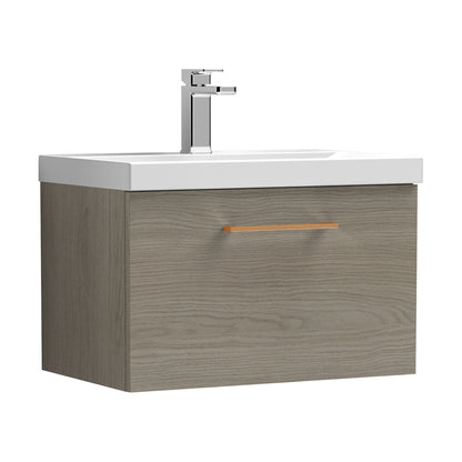 [BFLE2522AH019] Bramshall Wall Hung 1 Drawer Vanity Unit with Mid-Edge Ceramic Basin - Choice of Colour, Handle Finish and Size - Cutout