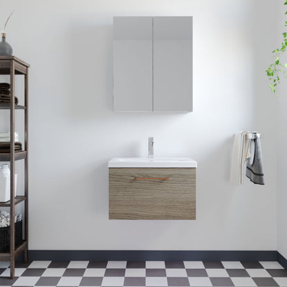 [BFLE2522AH019] Bramshall Wall Hung 1 Drawer Vanity Unit with Mid-Edge Ceramic Basin - Choice of Colour, Handle Finish and Size - Lifestyle 1