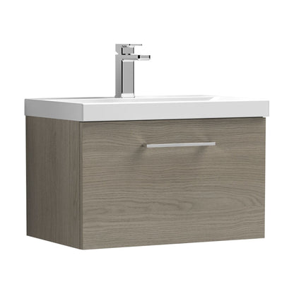[BFLE2522A] Bramshall Wall Hung 1 Drawer Vanity Unit with Mid-Edge Ceramic Basin - Choice of Colour, Handle Finish and Size - Cutout
