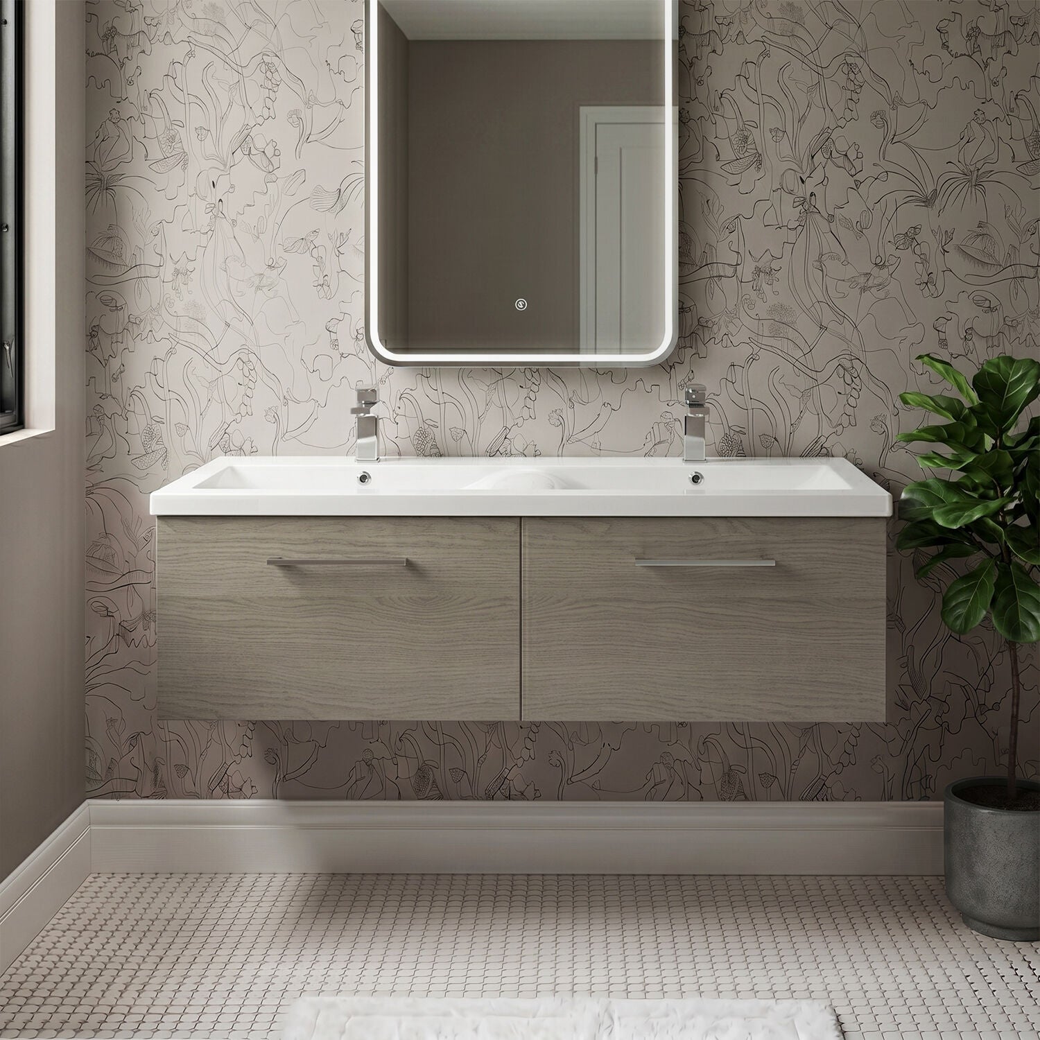 [BFLE2522F2] Bramshall 1200mm Wall Hung 2-Drawer Vanity Unit with Double Basin for Modern Bathroom Storage - Choice of Colour - Silo