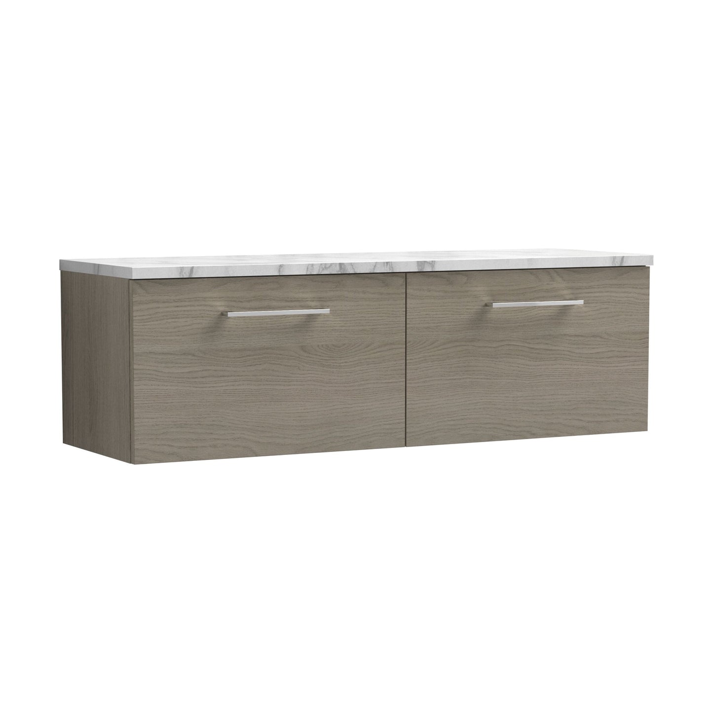 [BFLE2522LCM2] Balterley Level 1200mm Wall Hung 2 Drawer Vanity Unit & Laminate Worktop for Spacious Natural-Wood Bathroom Storage Solace Oak - Cutout
