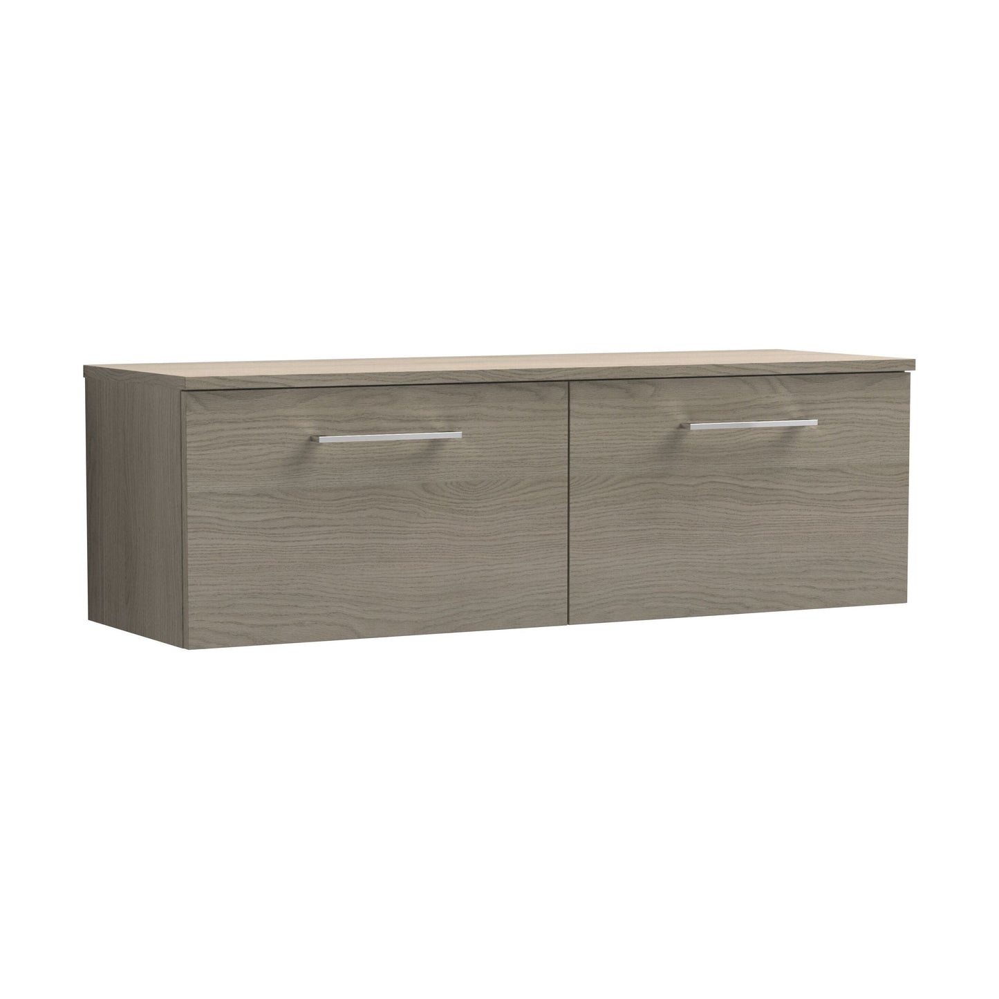[BFLE2522W2] Balterley Level 1200mm Wall Hung 2 Drawer Vanity Unit with Worktop - Solace Oak Natural Wood-grain Finish - Cutout