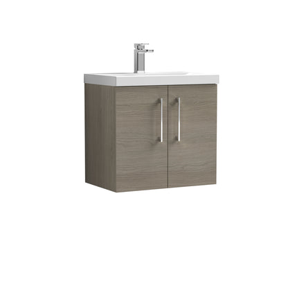 [BFLE2523A] Bramshall Contemporary 2 Door Wall Hung Vanity Basin Unit with Mid-Edge Basin, Choice of Size and Colour - Cutout