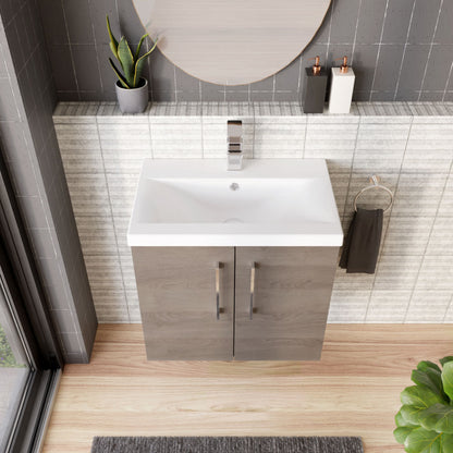 [BFLE2523A] Bramshall Contemporary 2 Door Wall Hung Vanity Basin Unit with Mid-Edge Basin, Choice of Size and Colour - Lifestyle 2