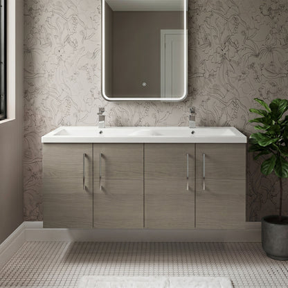 [BFLE2523F2] Balterley Level 1200mm Wall Hung 4-Door Vanity Unit with Double Basin for Modern Bathroom Storage - Gloss White - Silo
