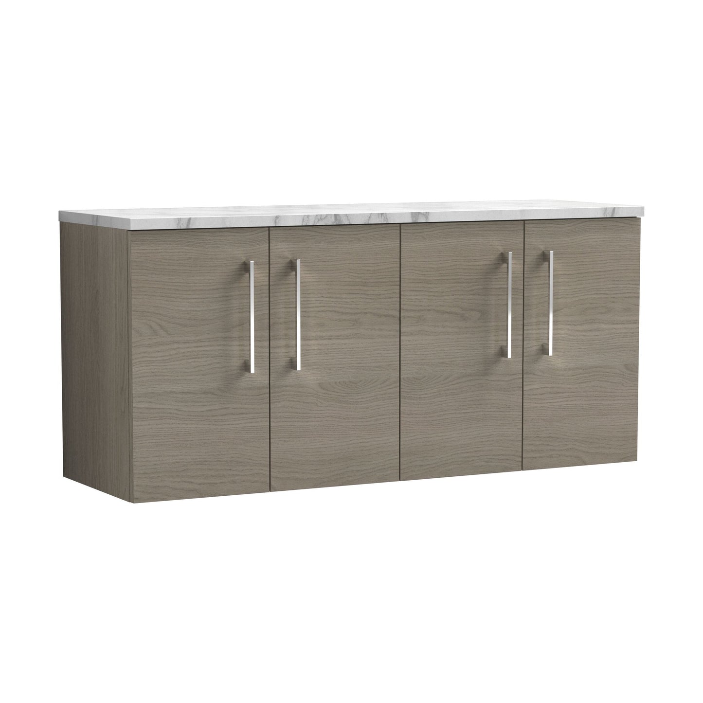 [BFLE2523LCM2] Balterley Level 1200mm Wall Hung 4 Door Vanity Unit with Laminate Worktop for Spacious Natural-Wood Bathroom Storage Solace Oak - Cutout