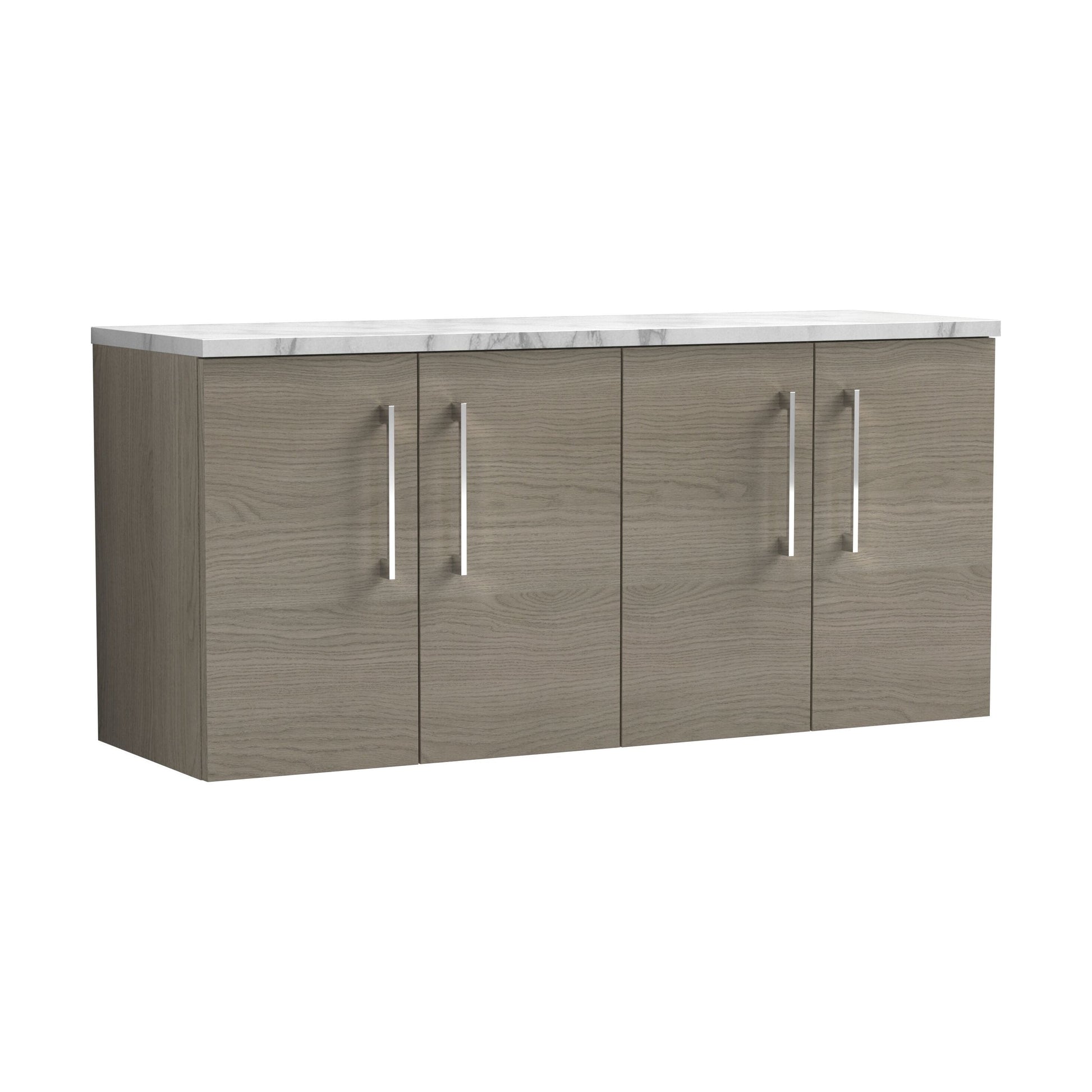 [BFLE2523LCM2] Balterley Level 1200mm Wall Hung 4 Door Vanity Unit with Laminate Worktop for Spacious Natural-Wood Bathroom Storage Solace Oak - Cutout