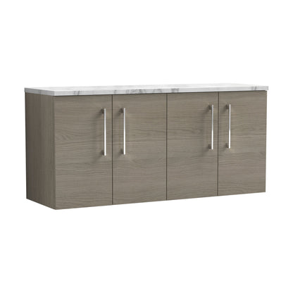 [BFLE2523LCM2] Balterley Level 1200mm Wall Hung 4 Door Vanity Unit with Laminate Worktop for Spacious Natural-Wood Bathroom Storage Solace Oak - Cutout