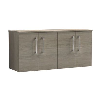 [BFLE2523W2] Balterley Level Modern Bathroom 1200mm Wall Hung 4-Door Vanity Unit with Worktop, Soft Close Doors, Solace Oak - Cutout