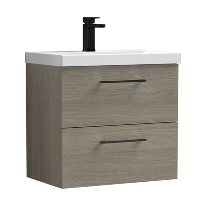 [BFLE2524AH018] Bramshall Wall Hung 2 Drawer Vanity Unit with Mid-Edge Ceramic Basin - Choice of Colour, Handle Finish and Size - Cutout