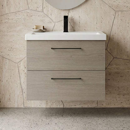 [BFLE2524AH018] Bramshall Wall Hung 2 Drawer Vanity Unit with Mid-Edge Ceramic Basin - Choice of Colour, Handle Finish and Size - Silo