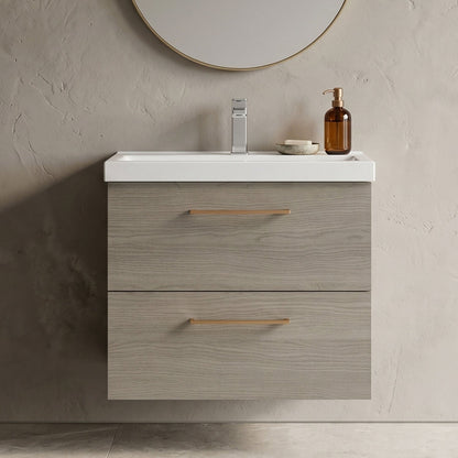 [BFLE2524AH019] Bramshall Wall Hung 2 Drawer Vanity Unit with Mid-Edge Ceramic Basin - Choice of Colour, Handle Finish and Size - Silo