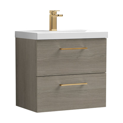 [BFLE2524AH1516] Bramshall Wall Hung 2 Drawer Vanity Unit with Mid-Edge Ceramic Basin - Choice of Colour, Handle Finish and Size - Cutout