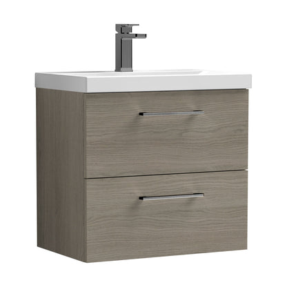 [BFLE2524AH716] Bramshall Wall Hung 2 Drawer Vanity Unit with Mid-Edge Ceramic Basin - Choice of Colour, Handle Finish and Size - Cutout