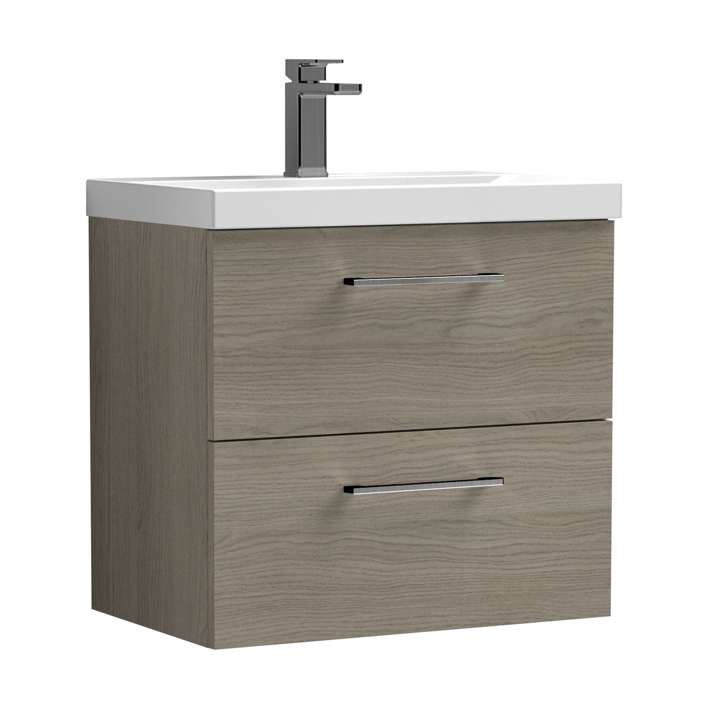 [BFLE2524AH716] Bramshall Wall Hung 2 Drawer Vanity Unit with Mid-Edge Ceramic Basin - Choice of Colour, Handle Finish and Size - Cutout