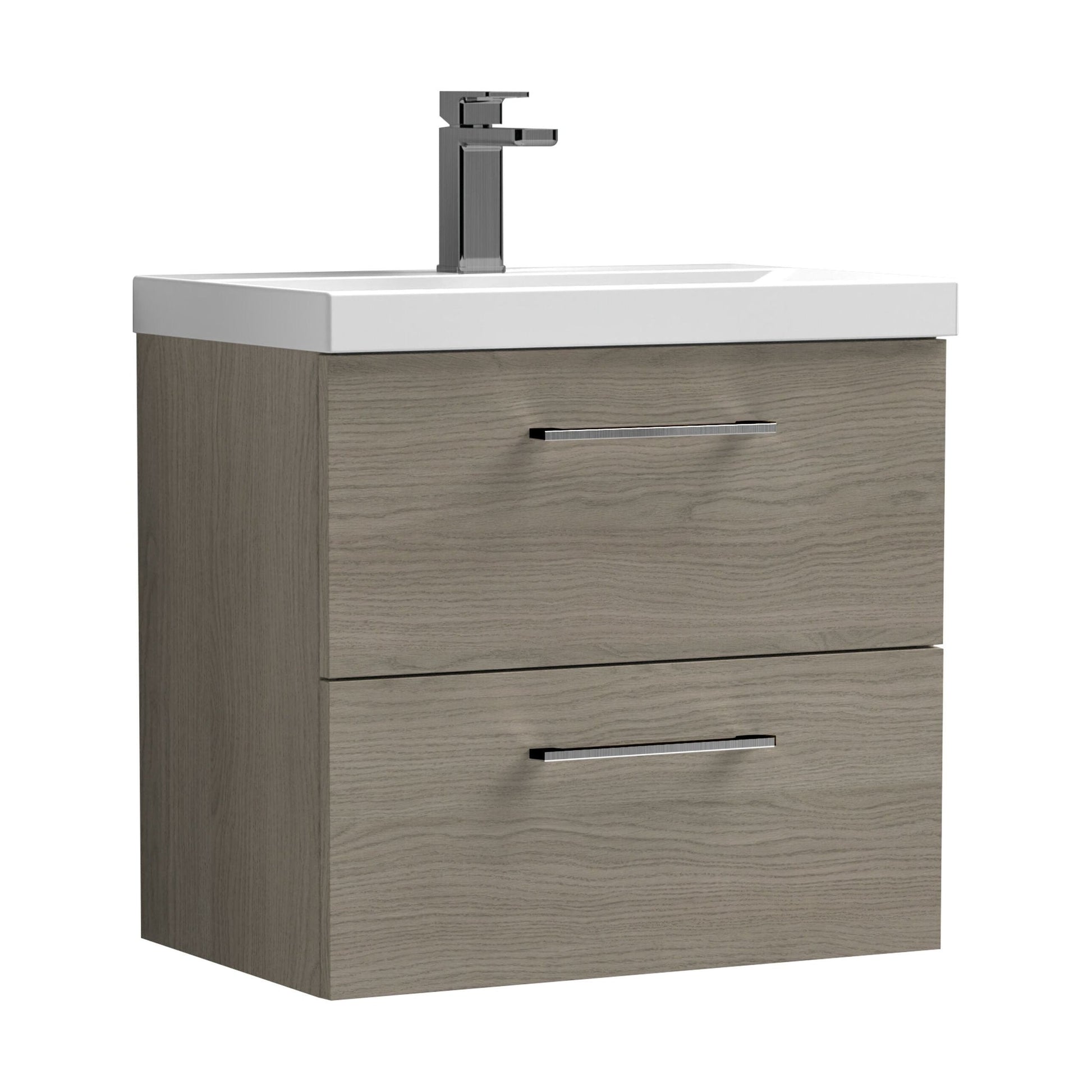 [BFLE2524AH716] Bramshall Wall Hung 2 Drawer Vanity Unit with Mid-Edge Ceramic Basin - Choice of Colour, Handle Finish and Size - Cutout