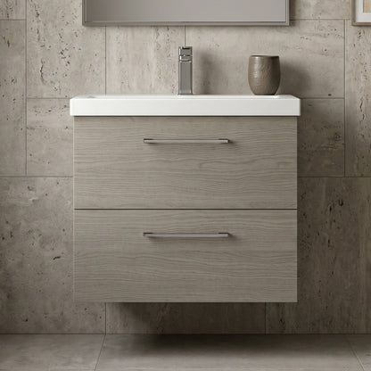[BFLE2524AH716] Bramshall Wall Hung 2 Drawer Vanity Unit with Mid-Edge Ceramic Basin - Choice of Colour, Handle Finish and Size - Silo
